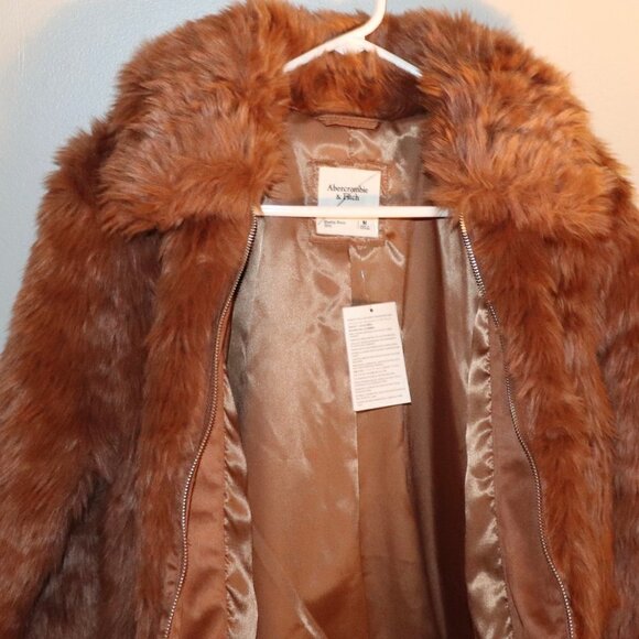 Abercrombie & Fitch Faux Fur Jacket In Brown Size - Picture 2 of 5